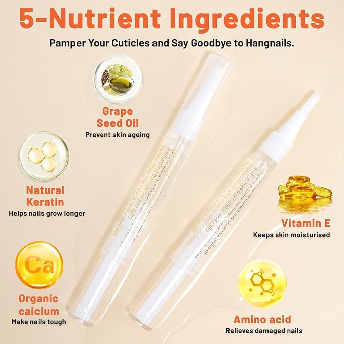 Meschett 2PCS Cuticle Oil Pens for Nail CareCuticle Revitalizer Oil Pen with Soft BrushCuticle Oil to Prevent Nail Cracking and Dry Pineapple Orange Flavor - Image 3