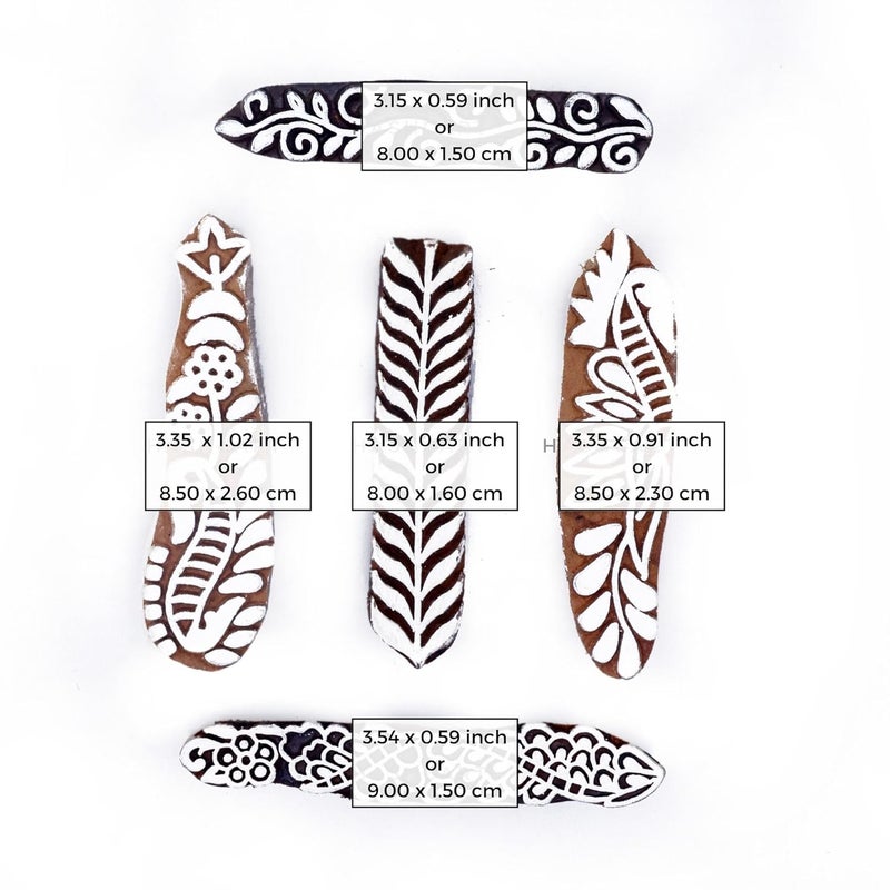 TWOGRAMS | Set of 5 | Handmade Wooden Baren Finger Shape for Hand Printing Henna Mehndi/Wooden Blocks for Scrapbooking/Saree Border/Clay/Pottery Crafts - Image 4