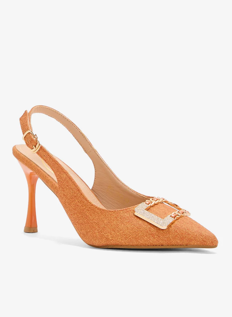 بي ار حذاء بكعب عالٍ بحزام خلفي