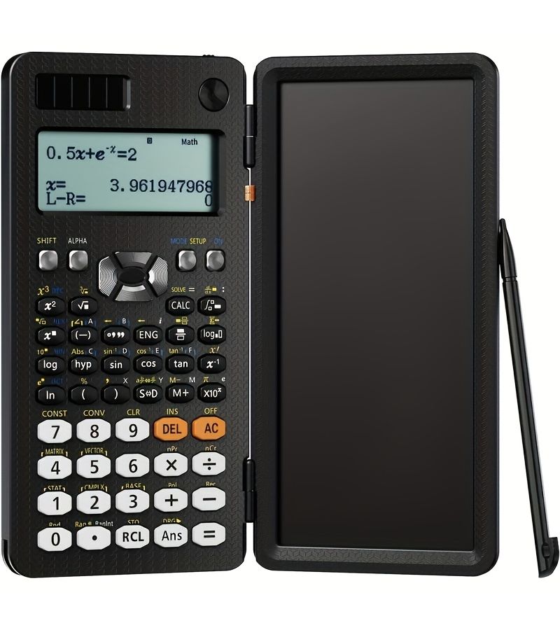 ماكينة حاسبة علمية مكتبية بروضة Black 991ES Plus مع شاشة عرض متعددة الأ 4 خطوط، لوح كتابة LCD قابل للاحتذاء، مزودة بطاقة شمسية، و_NOTEBOOK_ ملاحظات ثنائي اللغة التجارية. - Image 1