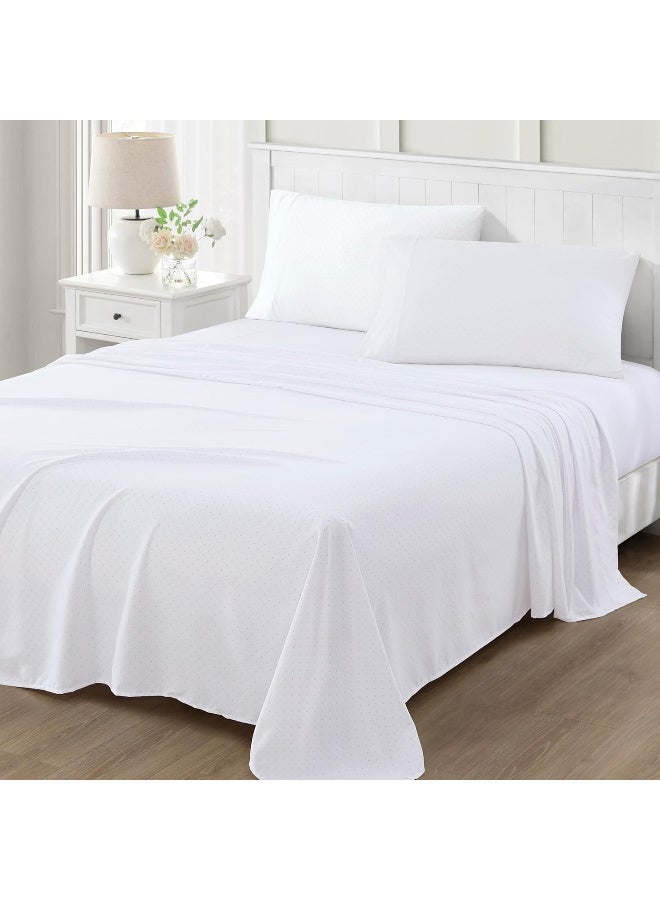 Martha stewart MARTHA STEWART Ultra Soft Brushed and Washed Microfiber 4 Piece Sheet Set, Easy Care, Deep Pocket Comfy Sheets, Queen Size, White & Blush Pink  - Image 1