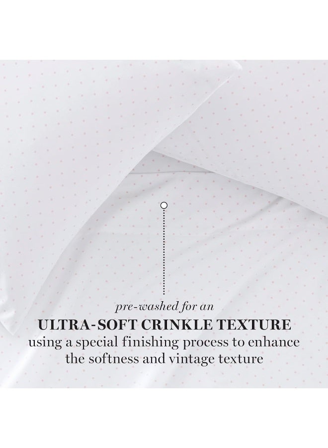 Martha stewart MARTHA STEWART Ultra Soft Brushed and Washed Microfiber 4 Piece Sheet Set, Easy Care, Deep Pocket Comfy Sheets, Queen Size, White & Blush Pink  - Image 2