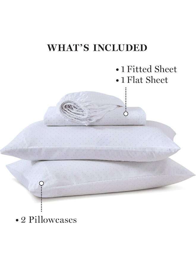 Martha stewart MARTHA STEWART Ultra Soft Brushed and Washed Microfiber 4 Piece Sheet Set, Easy Care, Deep Pocket Comfy Sheets, Queen Size, White & Blush Pink  - Image 4