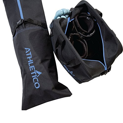 Athletico Two-Piece Ski and Boot Bag Combo | Store & Transport Skis Up to 200 CM and Boots Up To Size 13 | Includes 1 Ski Bag & 1 Ski Boot Bag (Black with Blue Trim) - Image 4