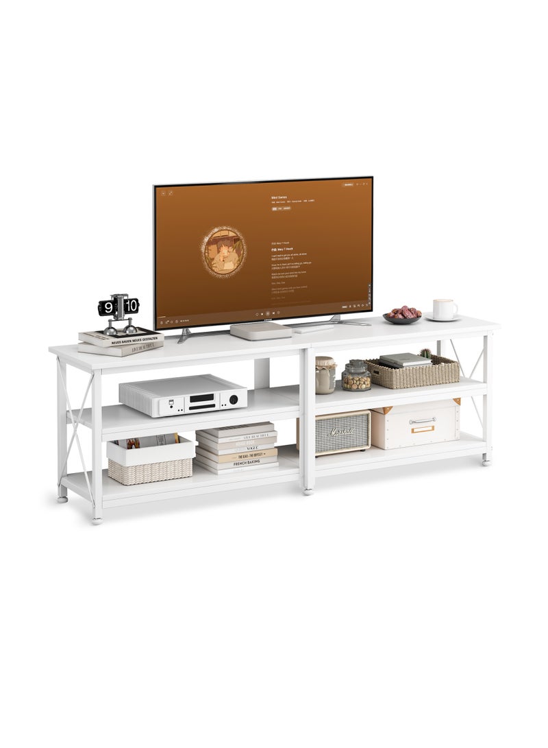 Visionnaire Modern White TV Stand Console Table with 3-Tier Storage Shelf,  160*40*60cm TV Table, Up To 70 Inch Sturdy Entertainment Center for Living Room And Bedroom - Image 1