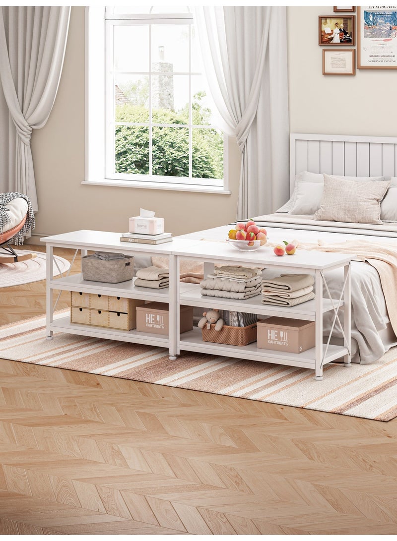 Visionnaire Modern White TV Stand Console Table with 3-Tier Storage Shelf,  160*40*60cm TV Table, Up To 70 Inch Sturdy Entertainment Center for Living Room And Bedroom - Image 5