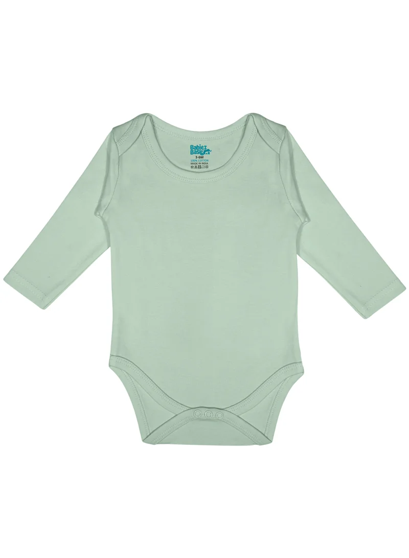 Babies Basic BabiesBasic 100% Super Combed Cotton, Long Sleeves Bodysuit, for New Born to 24months. Set of 4, Green, Beige, Blue, Mocha
