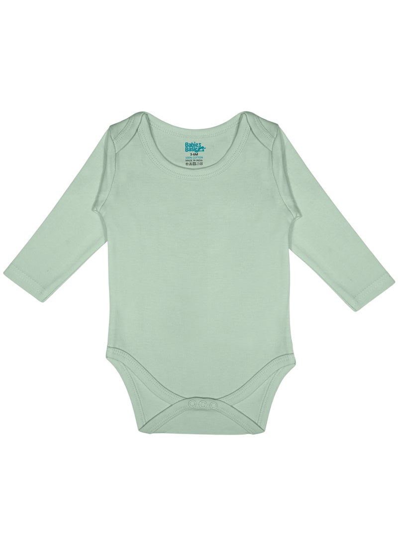 Babies Basic BabiesBasic 100% Super Combed Cotton, Long Sleeves Bodysuit, for New Born to 24months. Set of 4, Green, Beige, Blue, Mocha  - Image 2