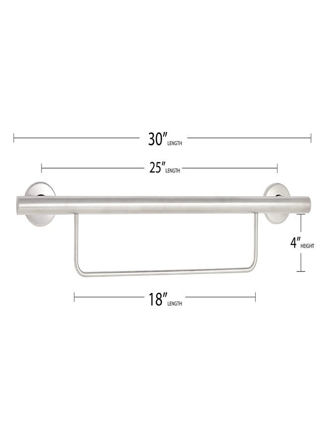 Seachrome 30" Lifestyle & Wellness® Designer Newport Wall Mount Bathroom Shower Grab Bar with Towel Bar, Satin Finish - Image 2