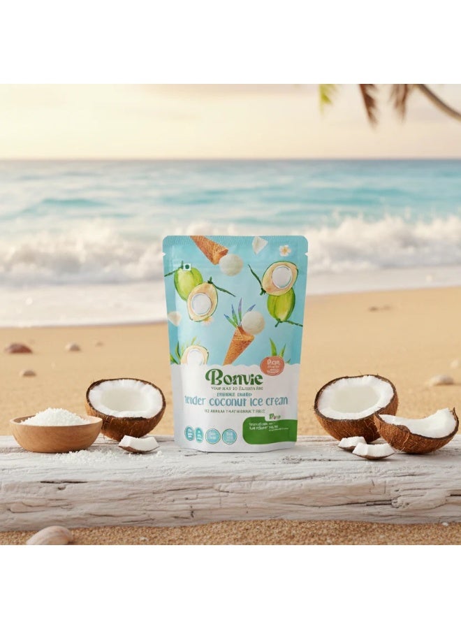 Bonvie Freeze Dried Tender Coconut Ice Cream 20g - Refreshing Coconut Flavor, Gluten-Free, Low Sugar, No Refrigeration, Mess-Free Healthy Snack - Image 2