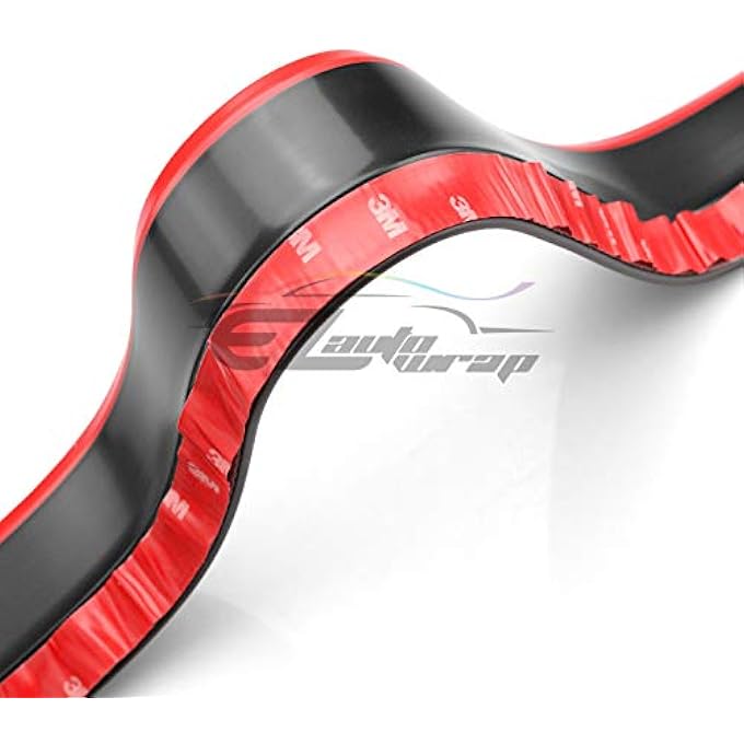 EZAUTO WRAP Universal 2 Tone Black & Red PU Rubber Front Bumper Lip Splitter Spoiler Chin Body Air Wing Kit 8FT - Image 3