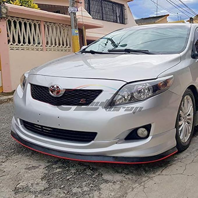 EZAUTO WRAP Universal 2 Tone Black & Red PU Rubber Front Bumper Lip Splitter Spoiler Chin Body Air Wing Kit 8FT - Image 5