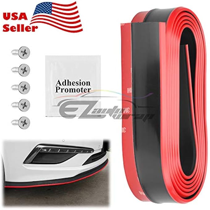EZAUTO WRAP Universal 2 Tone Black & Red PU Rubber Front Bumper Lip Splitter Spoiler Chin Body Air Wing Kit 8FT - Image 2