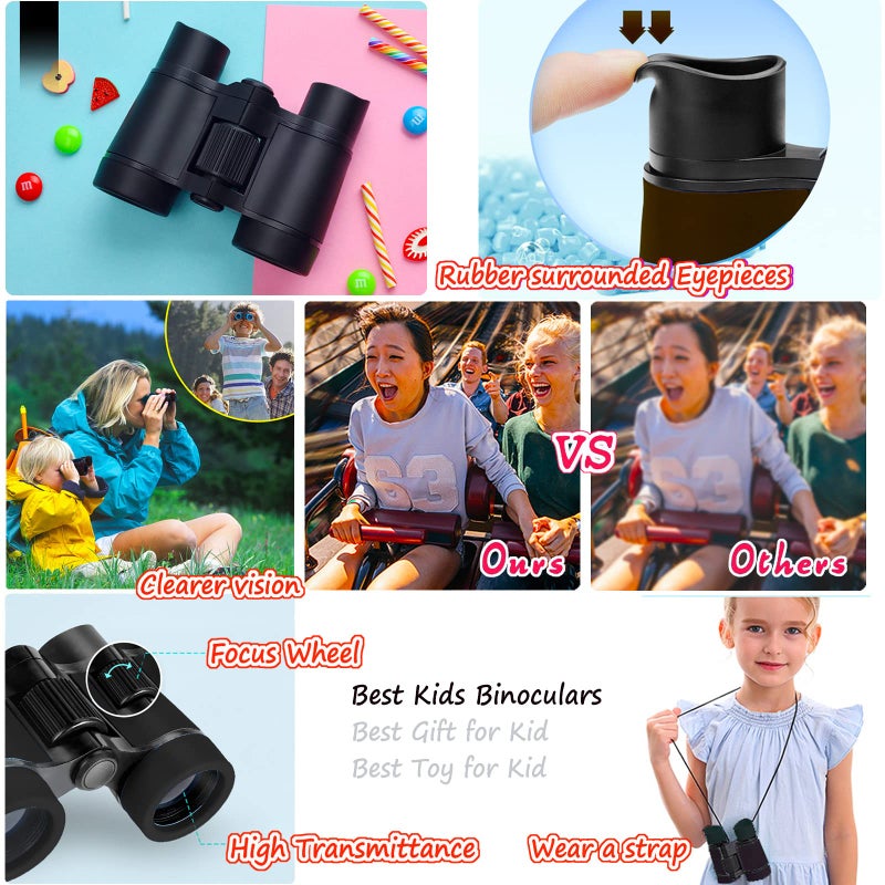 ARTOMIDE Kids Binoculars Best Gifts for 3-12 Years Boys Girls High-Resolution Optics Shockproof Mini Compact Binocuolar Toys Folding Small Telescope for Bird Watching Camping Outdoor Play - Image 4