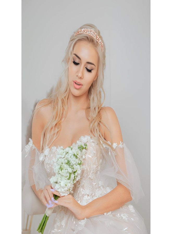 كافتي طوق رأس أميرة من كافيتي للنساء، تاج أميرة، زينة رأس لحفلات كوينسينيرا، زينة عيد ميلاد لحفلات الزفاف وأعياد الميلاد (ذهبي وردي) - Image 4