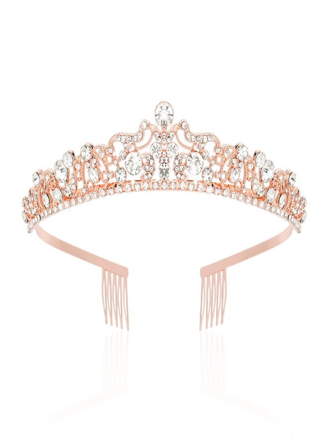 كافتي طوق رأس أميرة من كافيتي للنساء، تاج أميرة، زينة رأس لحفلات كوينسينيرا، زينة عيد ميلاد لحفلات الزفاف وأعياد الميلاد (ذهبي وردي) - Image 1