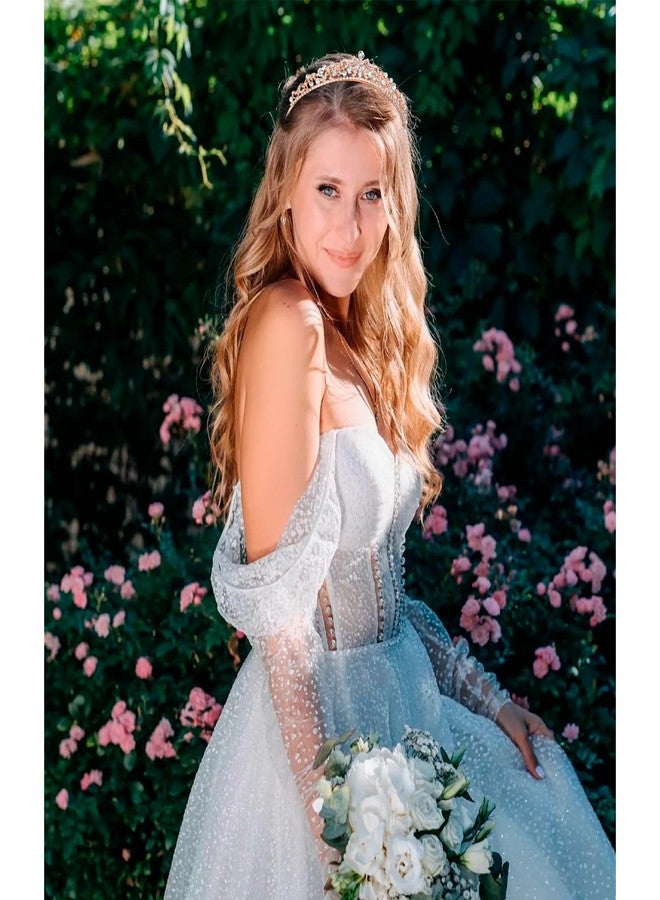 كافتي طوق رأس أميرة من كافيتي للنساء، تاج أميرة، زينة رأس لحفلات كوينسينيرا، زينة عيد ميلاد لحفلات الزفاف وأعياد الميلاد (ذهبي وردي) - Image 5