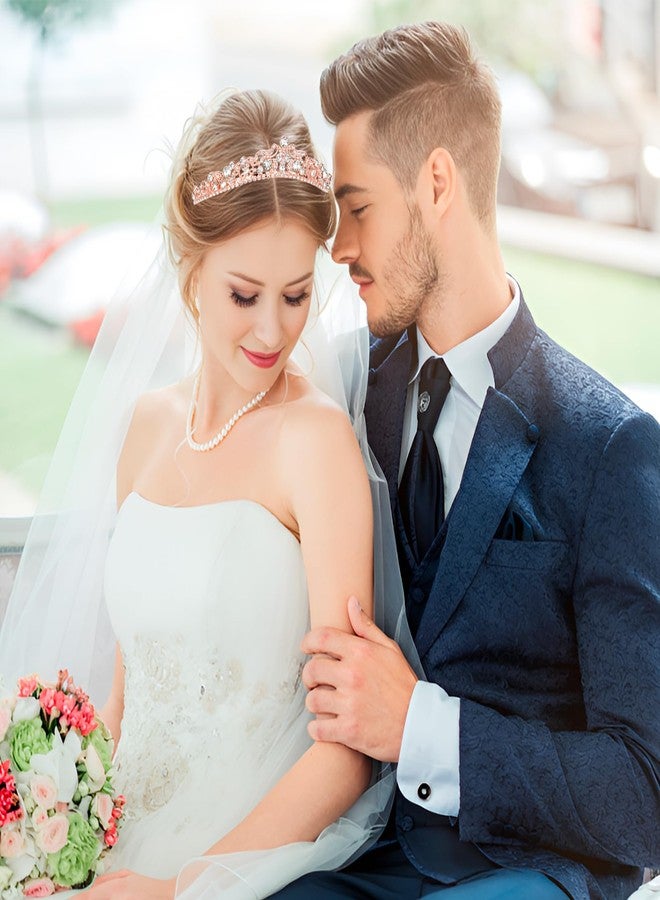 كافتي طوق رأس أميرة من كافيتي للنساء، تاج أميرة، زينة رأس لحفلات كوينسينيرا، زينة عيد ميلاد لحفلات الزفاف وأعياد الميلاد (ذهبي وردي) - Image 3