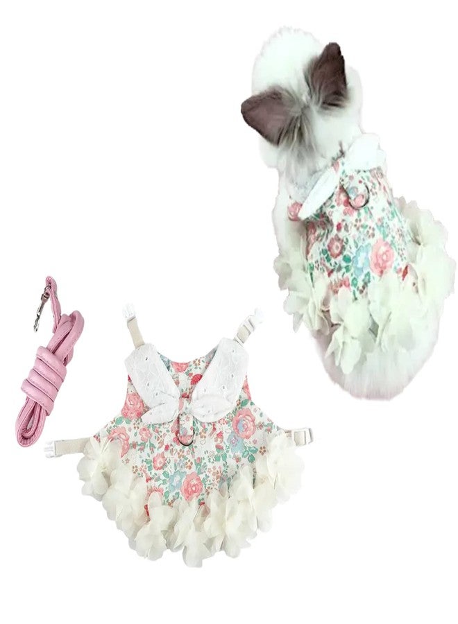 Suptmax Bunny Rabbit Ferret Harness and Leash Set, Bunny Clothes for Rabbits, Small Animal Guinea Pig Dress Clothes for Kitten Ferret Chihuahua Puppy Mini Dog and Small Animals Harnesses (M, Flower) - Image 1