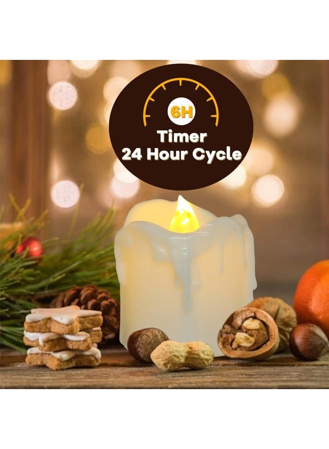 PChero Timer Candles, 12pcs Battery Operated LED Decorative Flameless Candles Flickering Tea Light, 6 Hours On and 18 Hours Off Per Cycle, Perfect for Birthday Wedding Party Home Decor - [Warm White] - Image 2