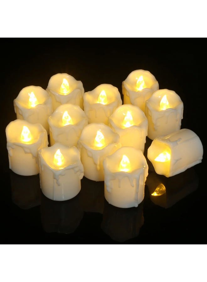 PChero Timer Candles, 12pcs Battery Operated LED Decorative Flameless Candles Flickering Tea Light, 6 Hours On and 18 Hours Off Per Cycle, Perfect for Birthday Wedding Party Home Decor - [Warm White] - Image 1
