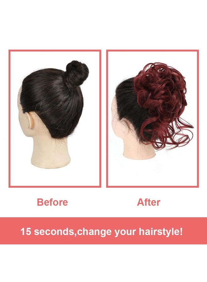 KETHBE KETHBE Messy Bun Hair Piece Tousled Updo Hair Buns Extension Elastic Hair Band Hair Pieces Curly Hair Bun Scrunchie For Women (Red)  - Image 4
