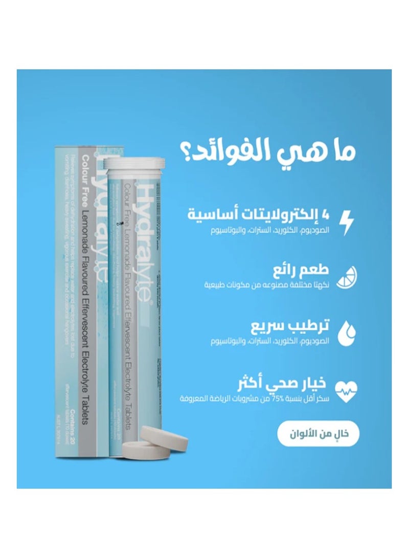 Hydralyte Effervescent Colour Free Lemonade 20 Eff Tablets - Image 3