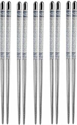 MYPS Designer Printed Round Stainless Steel Reusable Chopsticks for Chinies Food - Image 1