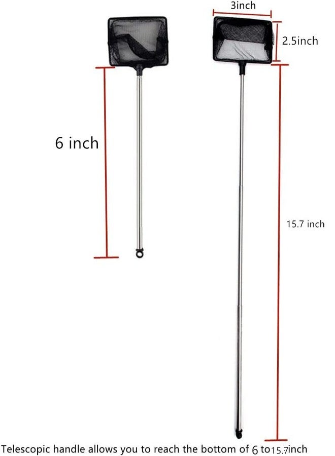 bnafes شبكة تنظيف أحواض السمك من بنفيس، مغرفة شبكية عميقة 2.5 بوصة بمقبض قابل للتمديد حتى 15.7 بوصة، شبكة تنظيف أحواض السمك تلسكوبية، ملحقات لأحواض السمك - Image 3