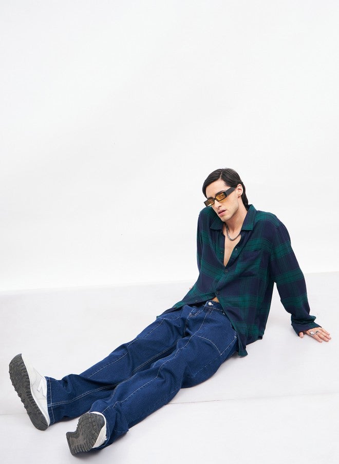 Dark Blue Relaxed Fit Jeans for Men image 7