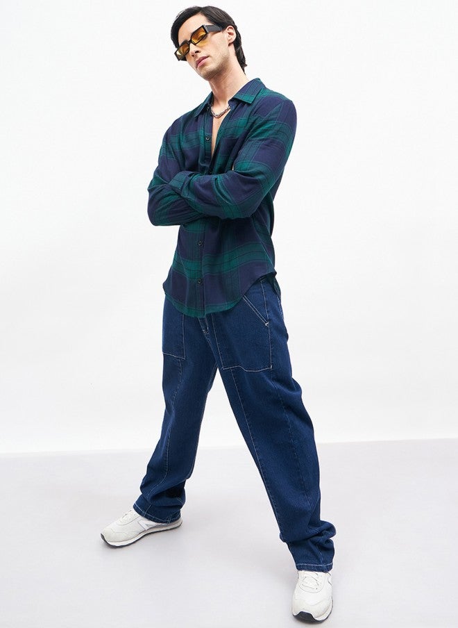 Mascln Sassafras Dark Blue Relaxed Fit Jeans for Men - Image 4