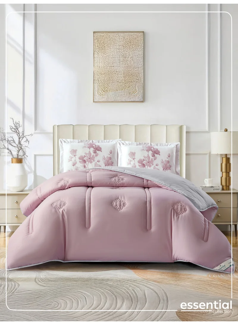 Donetella Bedding Comforter Set, King Size 260x240 cm - 3-Pcs Digital Print Quilted Bed Set, Microfiber Fabric - 1 Comforter And  Pillow Shams, 2 Pillowshams