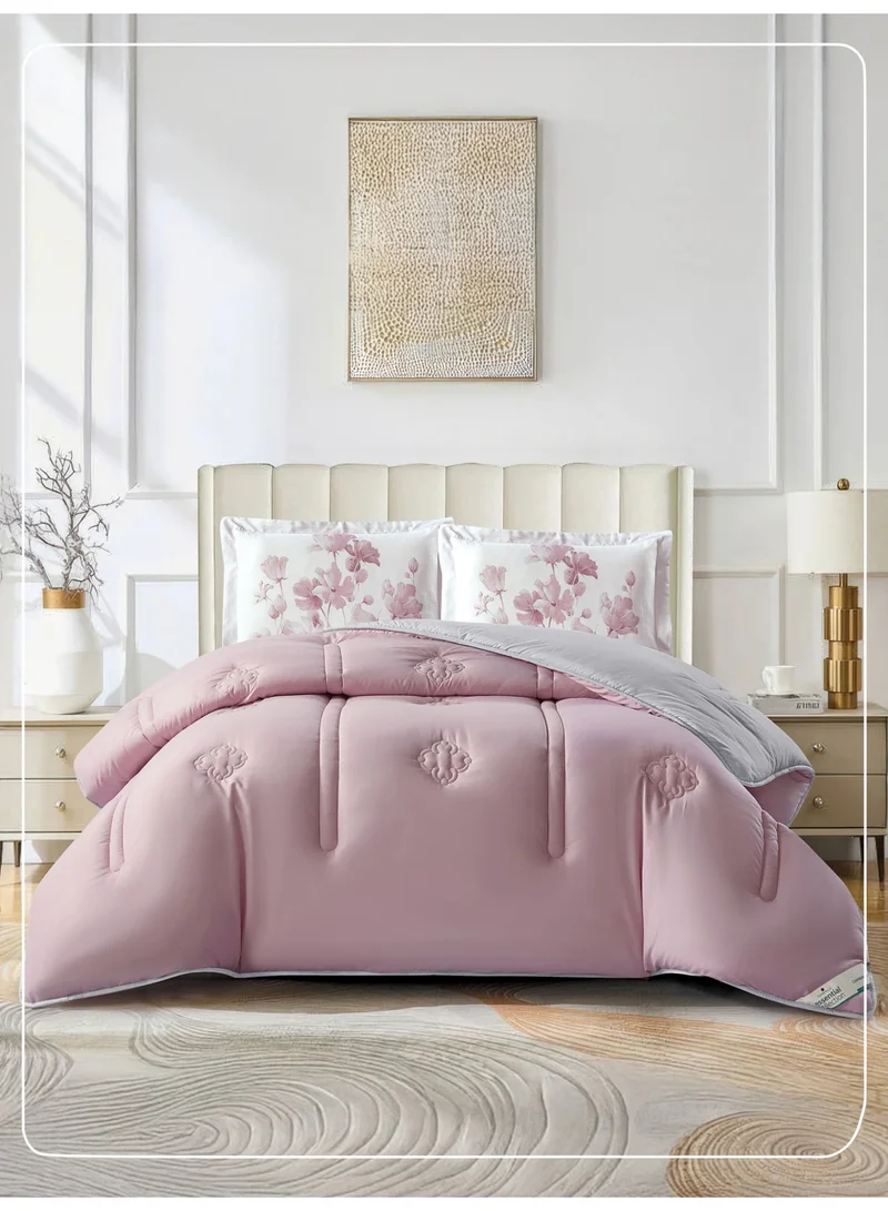 Donetella Bedding Comforter Set, King Size 260x240 cm - 3-Pcs Digital Print Quilted Bed Set, Microfiber Fabric - 1 Comforter And  Pillow Shams, 2 Pillowshams