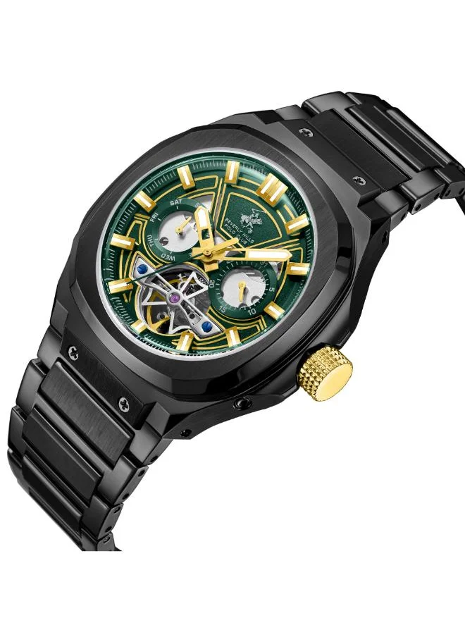 BEVERLY HILLS POLO CLUB BEVERLY HILLS POLO CLUB BP3749X.070 Men's Automatic Multifunction Display Watch & Metal Strap Black