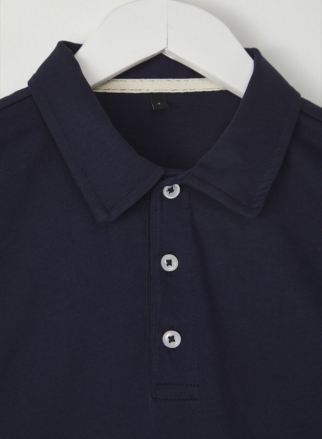 trendyol Navy Blue Regular/Normal Fit Basic 100% Cotton Single Jersey Short Sleeve Polo Neck T-Shirt - Image 3