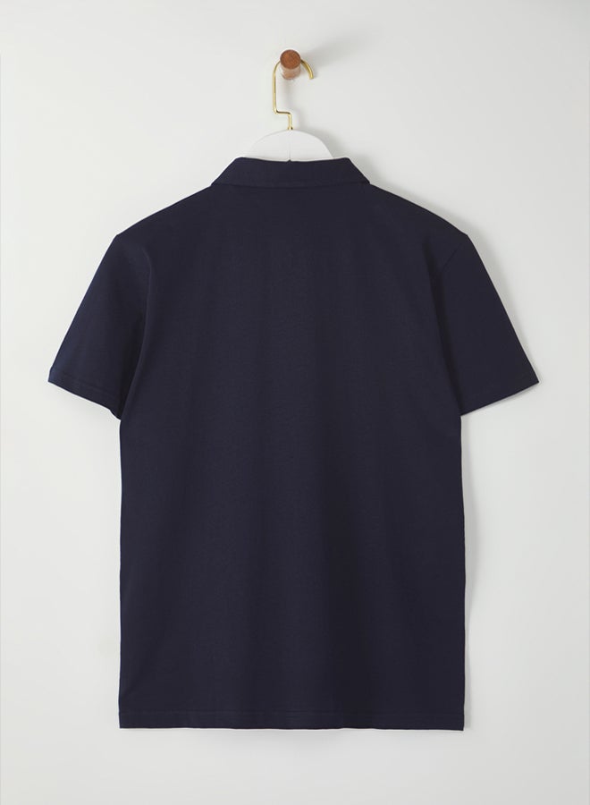 trendyol Navy Blue Regular/Normal Fit Basic 100% Cotton Single Jersey Short Sleeve Polo Neck T-Shirt - Image 4