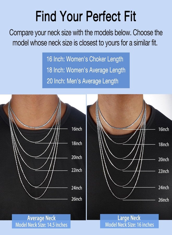 Jewlpire Diamond Cut 925 Sterling Silver Chain Rope Chain Italian Silver Necklace Chain for Women Men Super Shiny Durable 1.35mm Size 16,18, 20, 22, 24 Inches Shiny Silver - Image 2