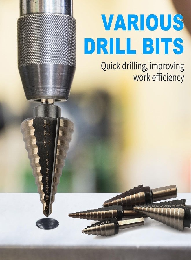 Rocaris 5 Pack Step Drill Bit & 5 Pack M2 Countersink Drill Bit Set, Titanium Coated, 50 Sizes of Step Bit for Metal with Aluminum Case, Multiple Hole Stepped Up Bits for DIY - Image 4