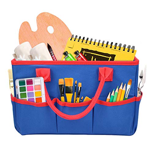 ZKOO Art Organizer Desktop Craft Storage Tote Bag Storage Craft Bag Organizer for Crafts, Sewing, Paper, Art, Canvas, Supplies Storage Organization with Handles for Travel or Daily Use (Blue, Small) - Image 1