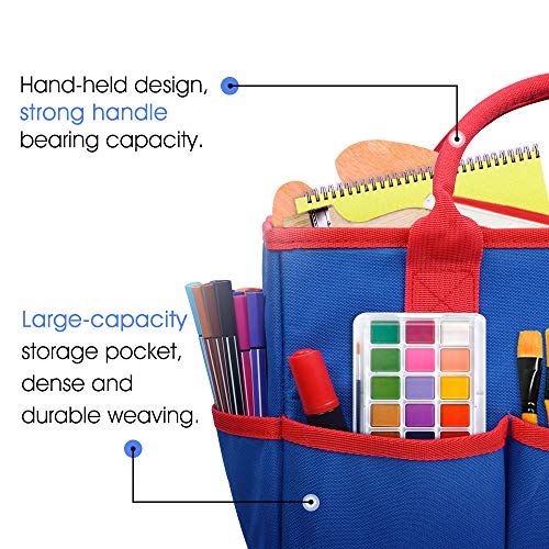 ZKOO Art Organizer Desktop Craft Storage Tote Bag Storage Craft Bag Organizer for Crafts, Sewing, Paper, Art, Canvas, Supplies Storage Organization with Handles for Travel or Daily Use (Blue, Small) - Image 2