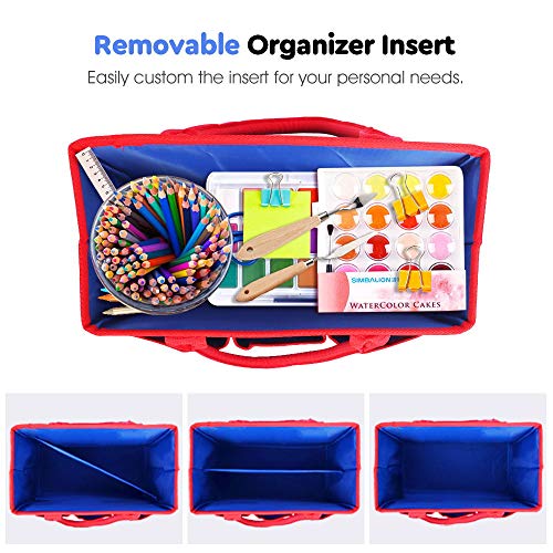 ZKOO Art Organizer Desktop Craft Storage Tote Bag Storage Craft Bag Organizer for Crafts, Sewing, Paper, Art, Canvas, Supplies Storage Organization with Handles for Travel or Daily Use (Blue, Small) - Image 3