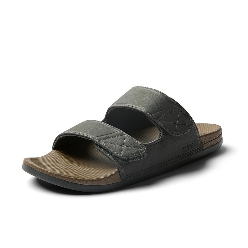 REEF Cushion Tradewind SL Mens Fashion Slides, Adjustable Vegan Leather Straps, Ultra Soft Cushion Footbed, Grey/Tan, 10 - Image 1