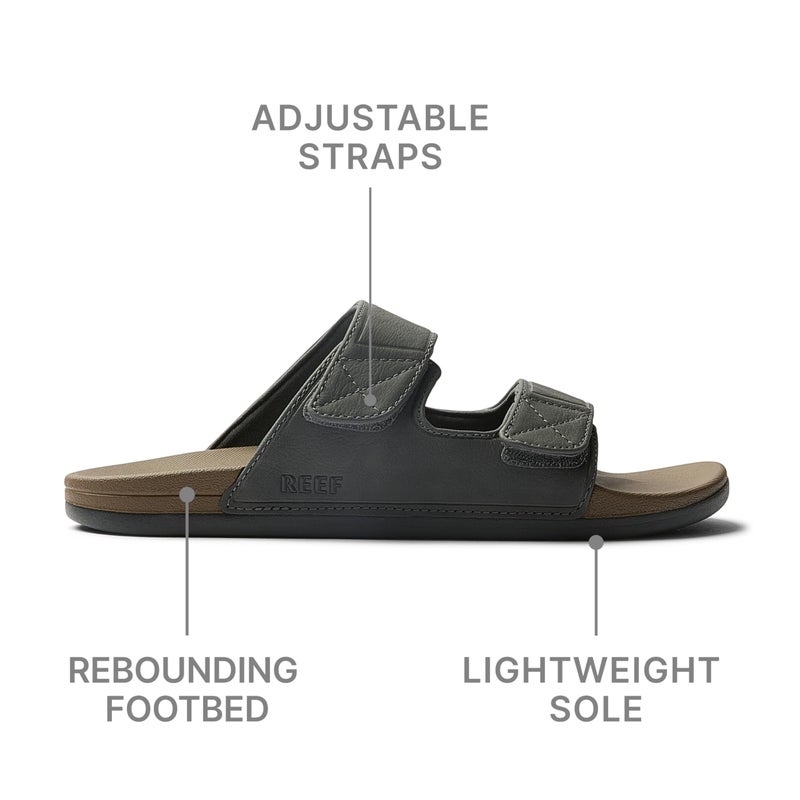 REEF Cushion Tradewind SL Mens Fashion Slides, Adjustable Vegan Leather Straps, Ultra Soft Cushion Footbed, Grey/Tan, 10 - Image 4