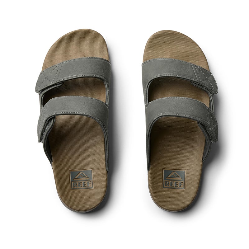 REEF Cushion Tradewind SL Mens Fashion Slides, Adjustable Vegan Leather Straps, Ultra Soft Cushion Footbed, Grey/Tan, 10 - Image 5