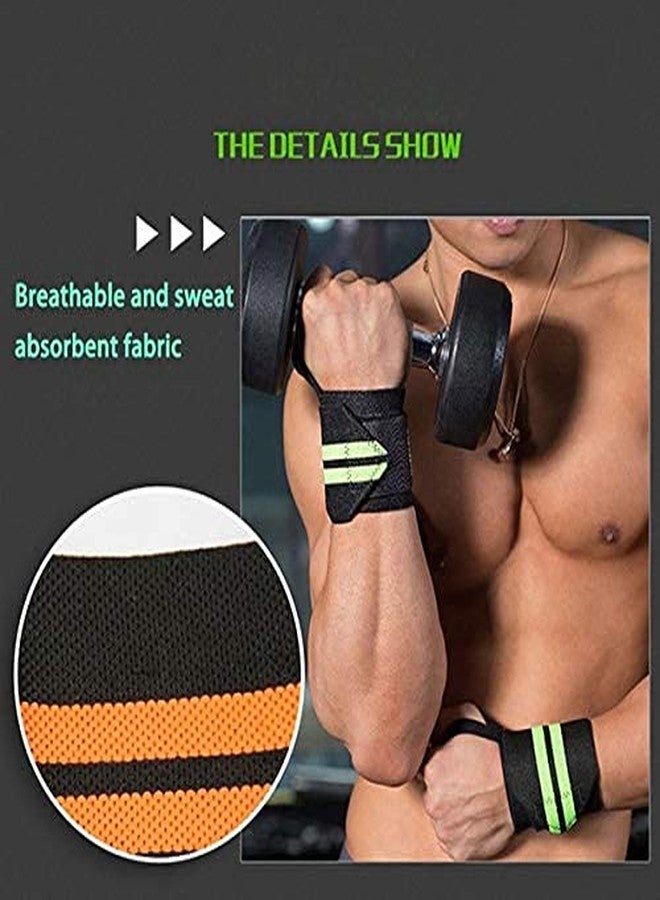 GymWar سوار دعم المعصم من جيم وار مع حزام حلقة الإبهام للرجال والنساء (أخضر) - Image 3