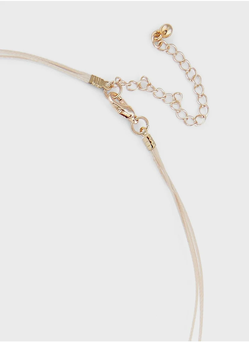 جينجر Floral  Pendant Shell Layered Necklace