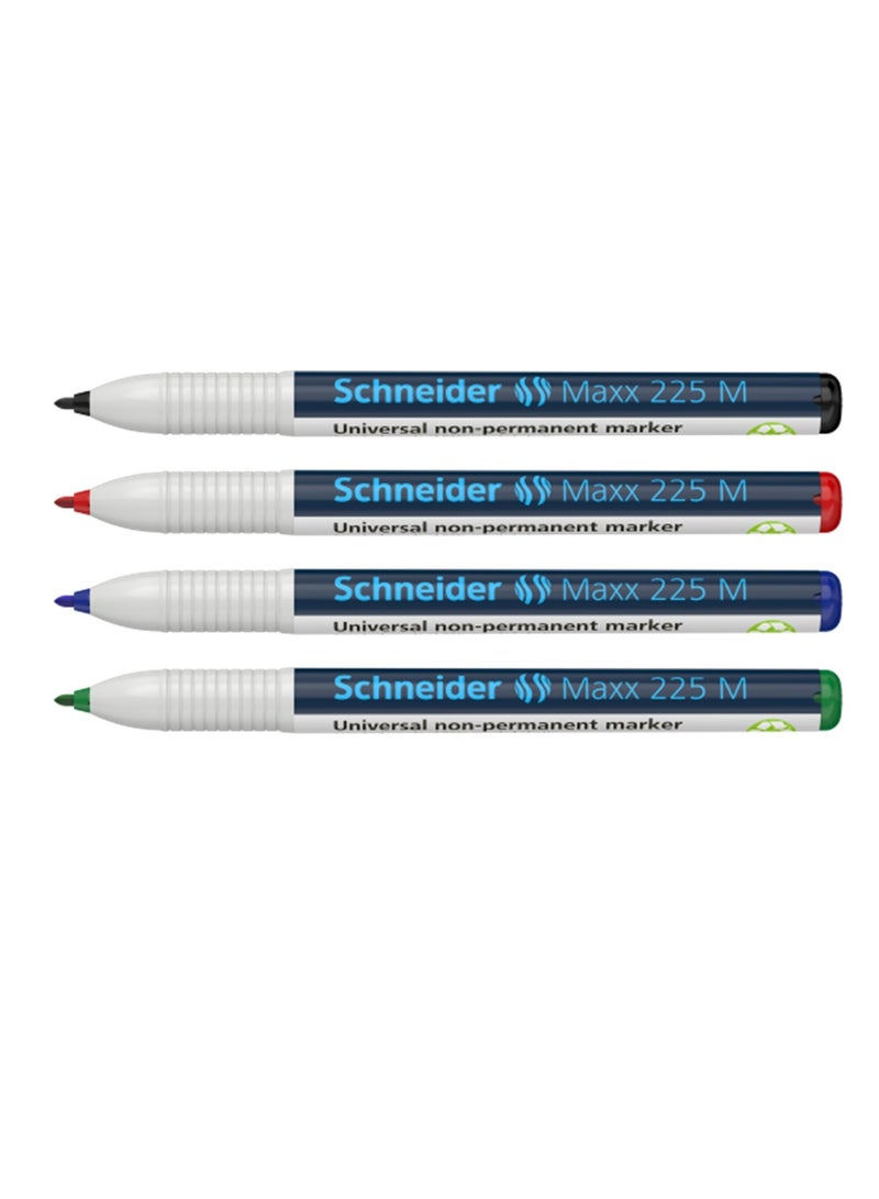 Schneider 4-Piece Maxx 225M Universal Non-Permanent Marker 1.0mm Round Tip Multicolour - Image 3