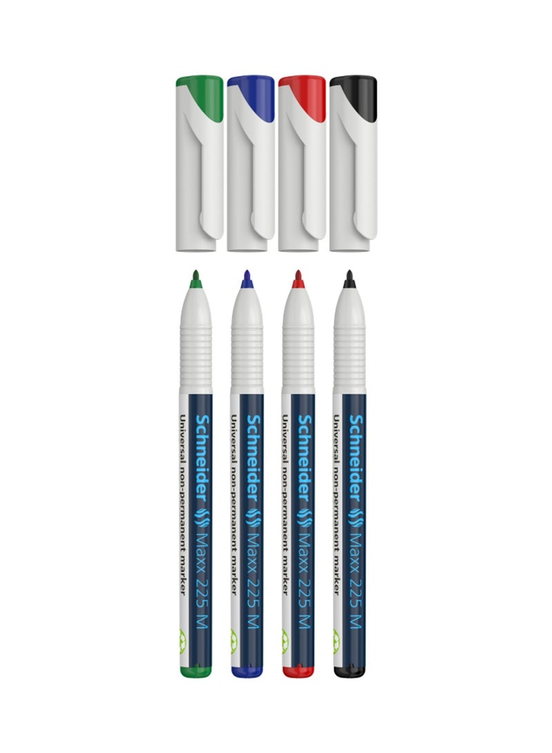 Schneider 4-Piece Maxx 225M Universal Non-Permanent Marker 1.0mm Round Tip Multicolour - Image 2