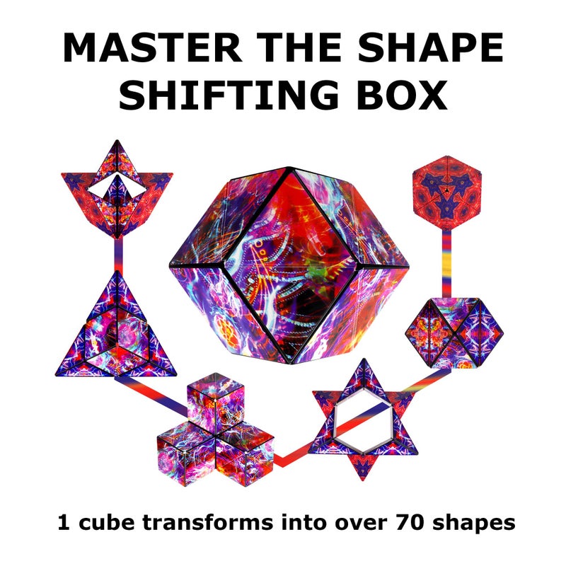 SHASHIBO Shape Shifting Box - Award-Winning  Patented Fidget Cube w/ 36 Rare Earth Magnets - Transforms Into Over 70 Shapes  Download Fun in Motion Toys Mobile App (Artist Series - Fire Goddess) - Image 4