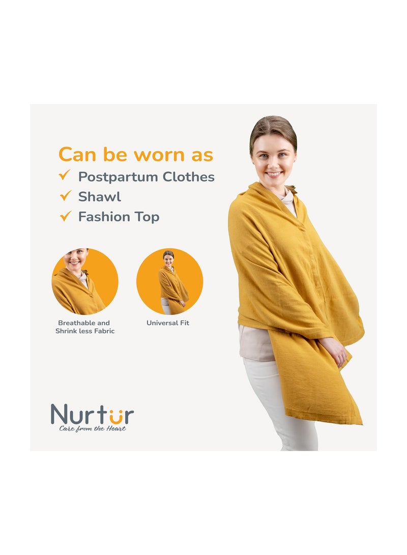 Nurtur Cotton Nursing Maternity Poncho For Breastfeeding in Car Plane or Public Places Light and Breathable Cotton Fabric 100% Privacy Universal Fit Golden Orange Official Product - Image 3